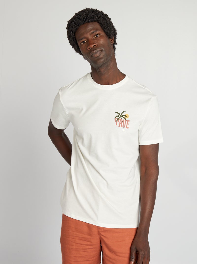 Camiseta estampada de manga corta BLANCO - Kiabi
