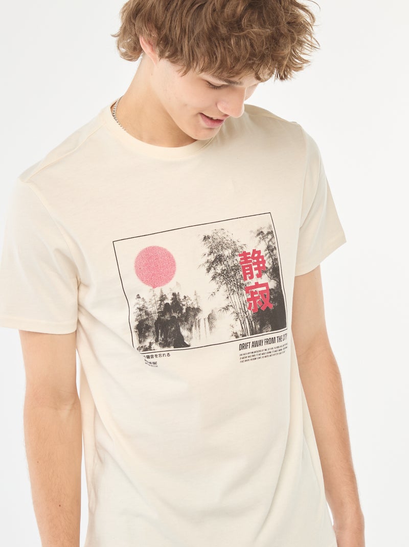 Camiseta estampada de manga corta Blanco - Kiabi
