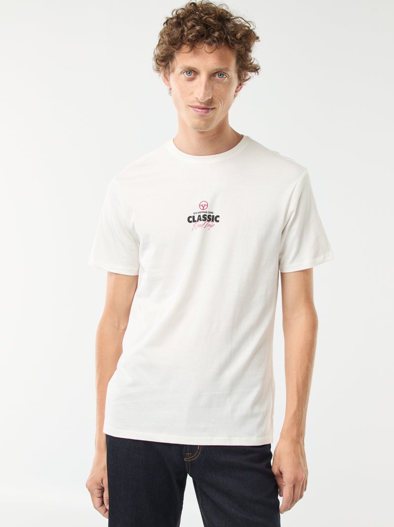 Camiseta estampada de manga corta Blanco - Kiabi