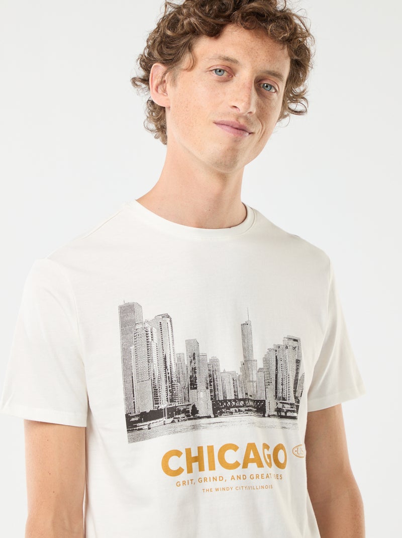 Camiseta estampada de manga corta Blanco - Kiabi
