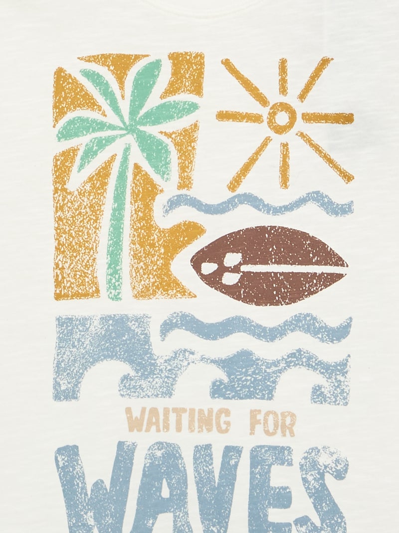 Camiseta estampada de manga corta Blanco - Kiabi