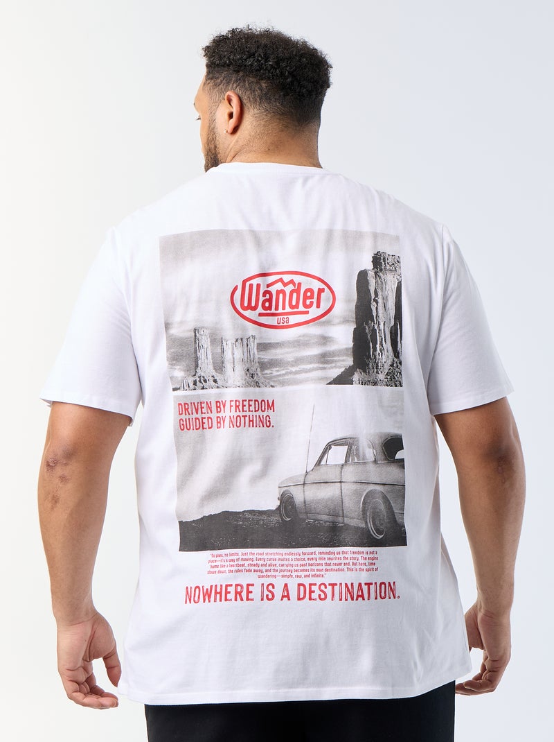 Camiseta estampada de manga corta Blanco - Kiabi