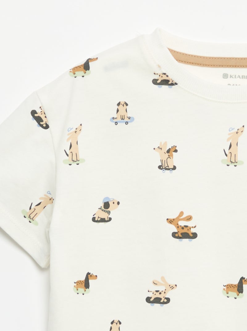 Camiseta estampada de manga corta Blanco - Kiabi