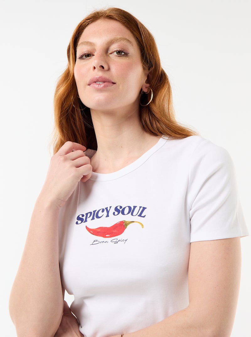 Camiseta estampada de manga corta Blanco - Kiabi