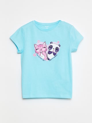 Camiseta estampada de manga corta con cuello redondo