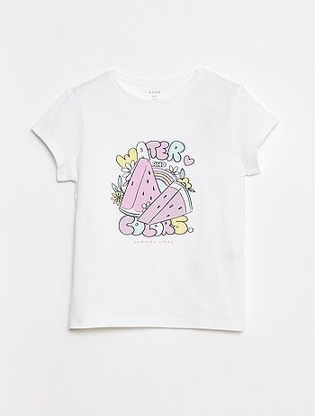 Camiseta estampada de manga corta con cuello redondo