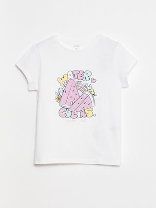 Camiseta estampada de manga corta con cuello redondo