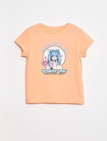 Camiseta estampada de manga corta con cuello redondo