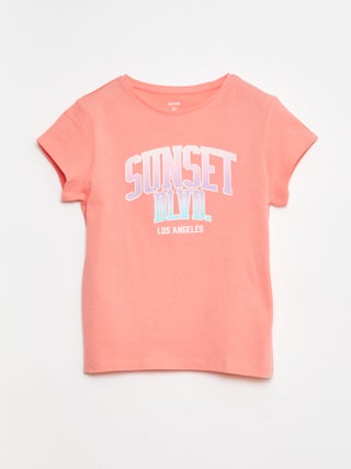 Camiseta estampada de manga corta con cuello redondo