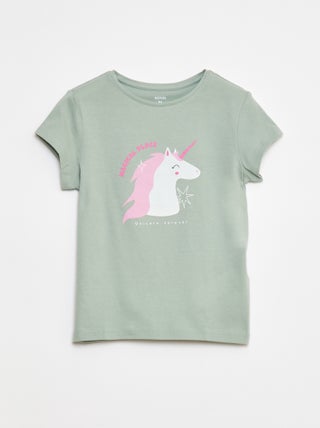 Camiseta estampada de manga corta con cuello redondo