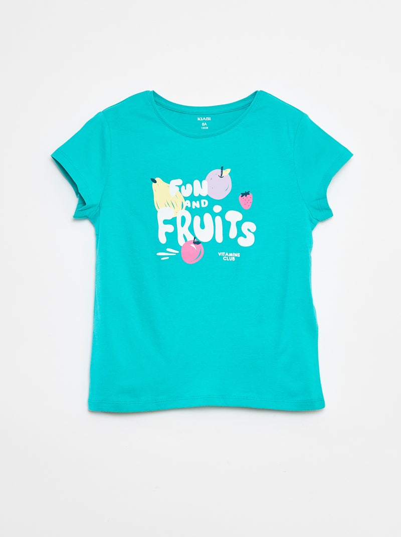 Camiseta estampada de manga corta con cuello redondo Verde - Kiabi