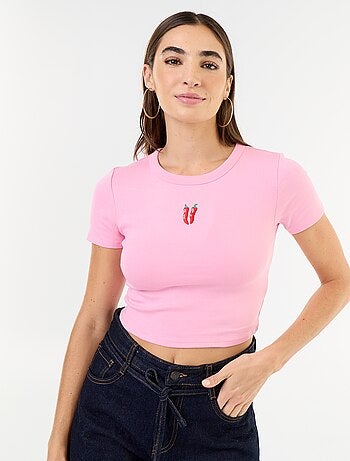 Camiseta estampada de manga corta con diseño