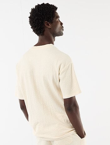 Camiseta estampada de manga corta en nido de abeja