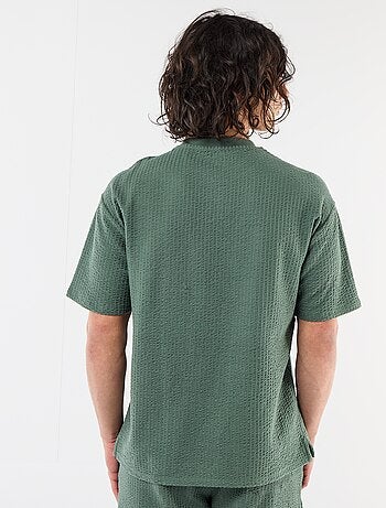 Camiseta estampada de manga corta en nido de abeja