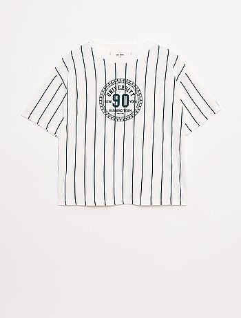 Camiseta estampada de manga corta estilo universidad americana