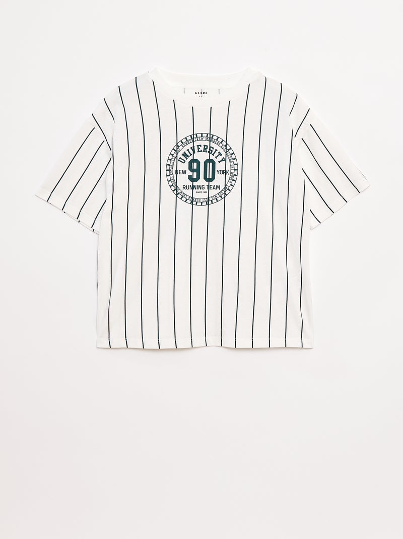 Camiseta estampada de manga corta estilo universidad americana Azul - Kiabi