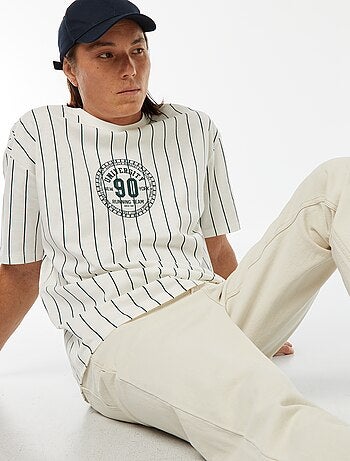 Camiseta estampada de manga corta estilo universidad americana