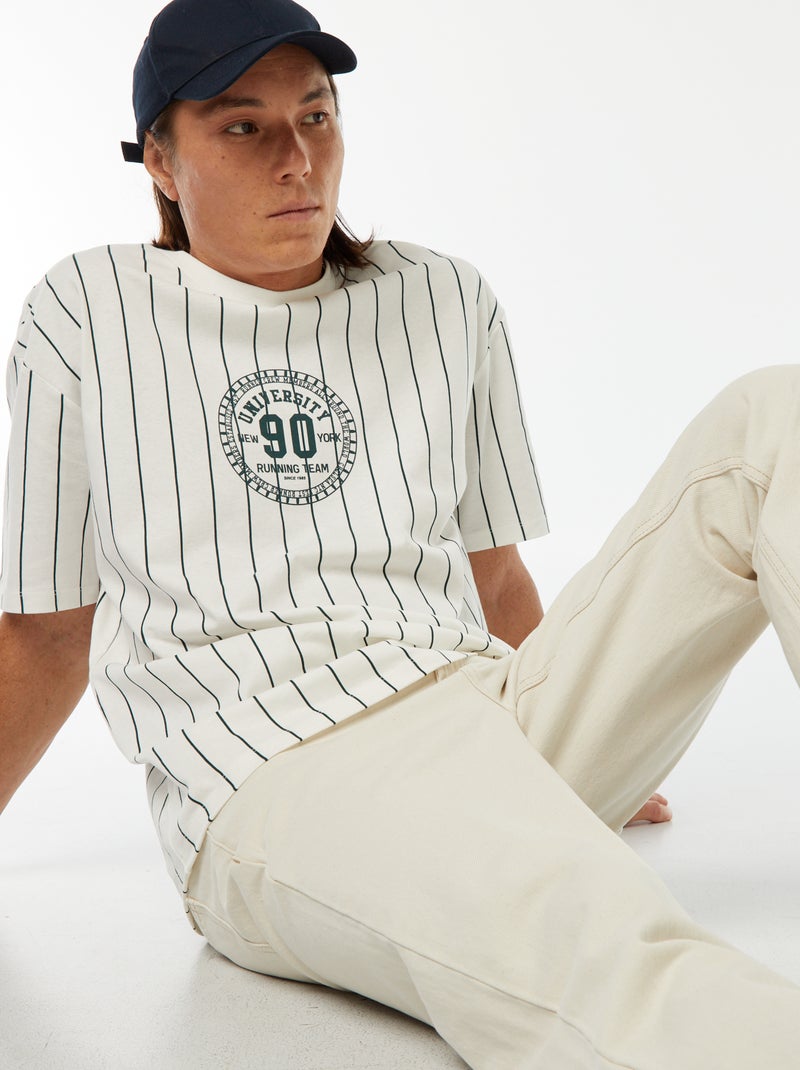 Camiseta estampada de manga corta estilo universidad americana Blanco - Kiabi