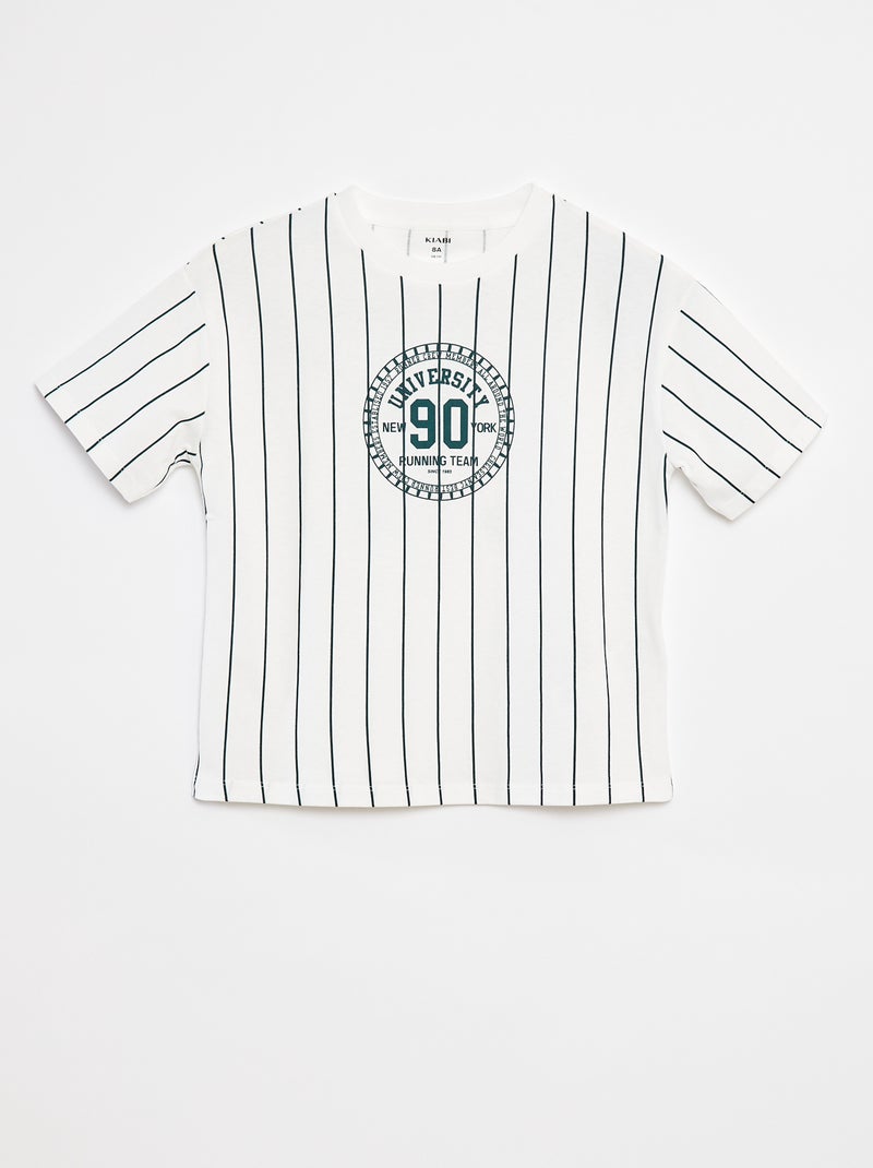 Camiseta estampada de manga corta estilo universidad americana Blanco - Kiabi