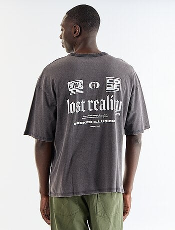 Camiseta estampada de manga corta estilo vintage