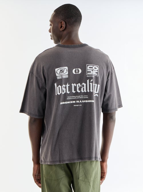 Camiseta estampada de manga corta estilo vintage - Kiabi