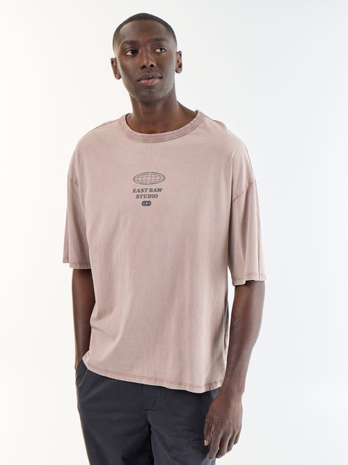 Camiseta estampada de manga corta estilo vintage - Kiabi