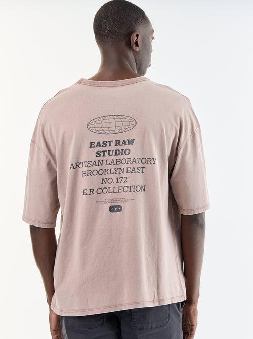 Camiseta estampada de manga corta estilo vintage - Kiabi