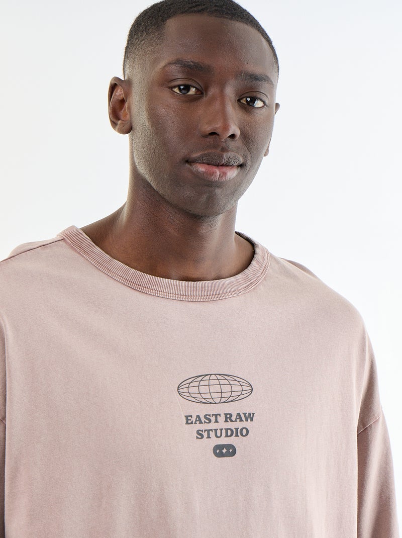 Camiseta estampada de manga corta estilo vintage Rosa - Kiabi