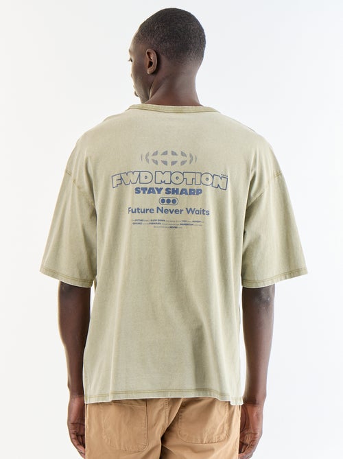 Camiseta estampada de manga corta estilo vintage - Kiabi