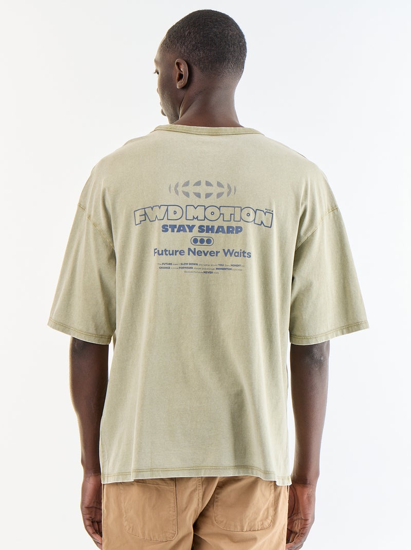 Camiseta estampada de manga corta estilo vintage Verde - Kiabi