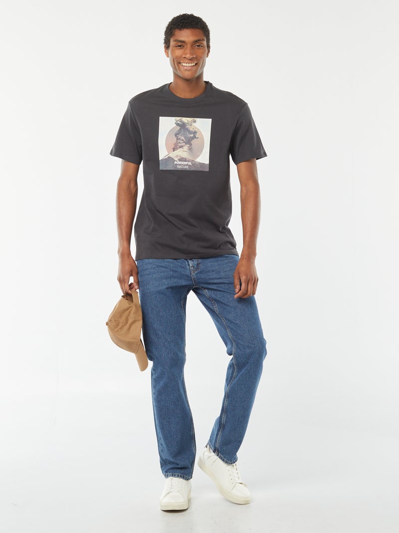 Camiseta estampada de manga corta GRIS - Kiabi