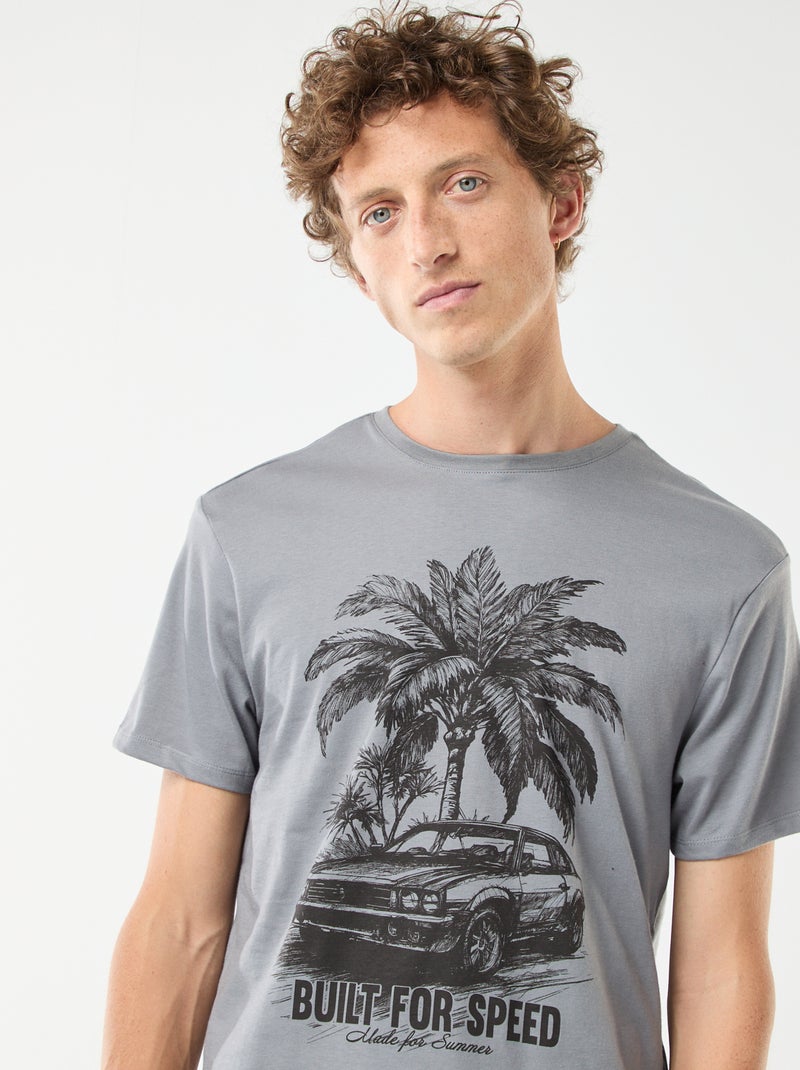 Camiseta estampada de manga corta Gris - Kiabi