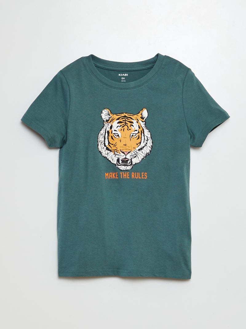 Camiseta estampada de manga corta KAKI - Kiabi