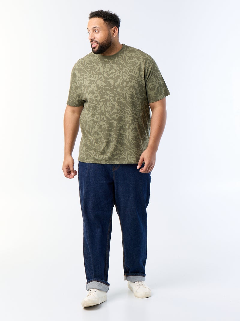 Camiseta estampada de manga corta Kaki - Kiabi