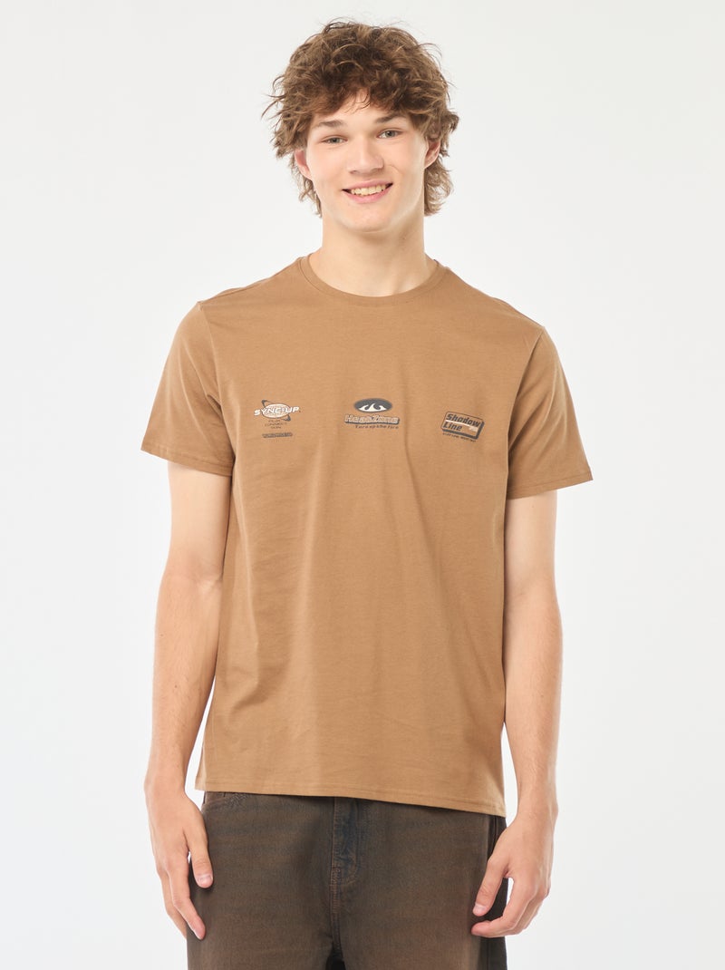 Camiseta estampada de manga corta Marron - Kiabi