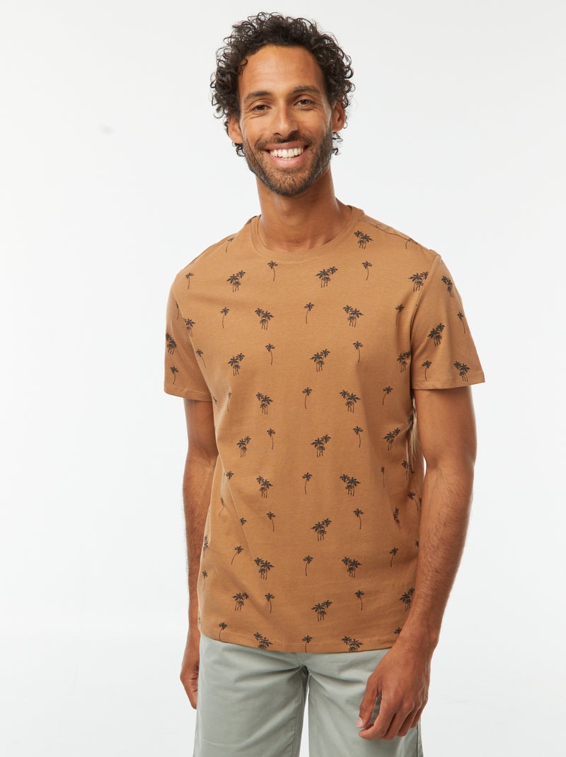 Camiseta estampada de manga corta Marron - Kiabi