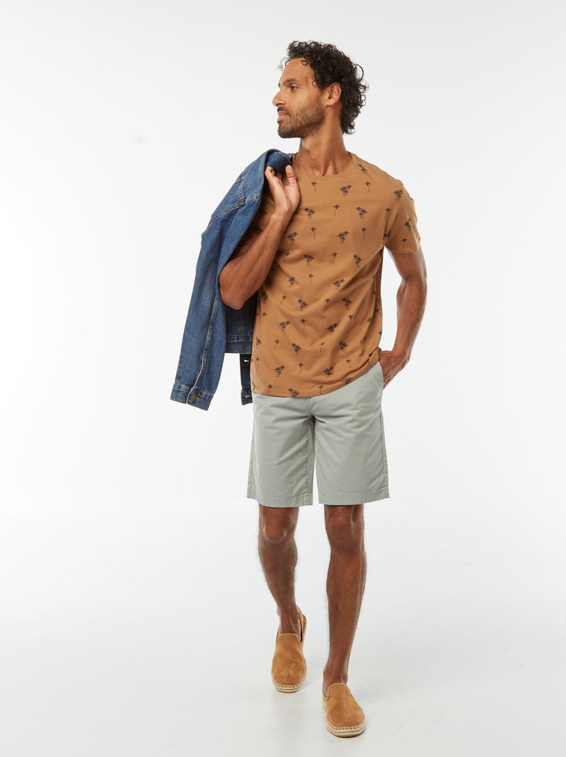 Camiseta estampada de manga corta Marron - Kiabi