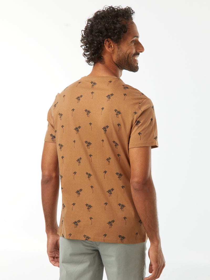 Camiseta estampada de manga corta Marron - Kiabi
