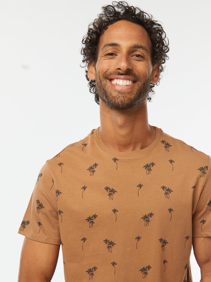 Camiseta estampada de manga corta Marron - Kiabi