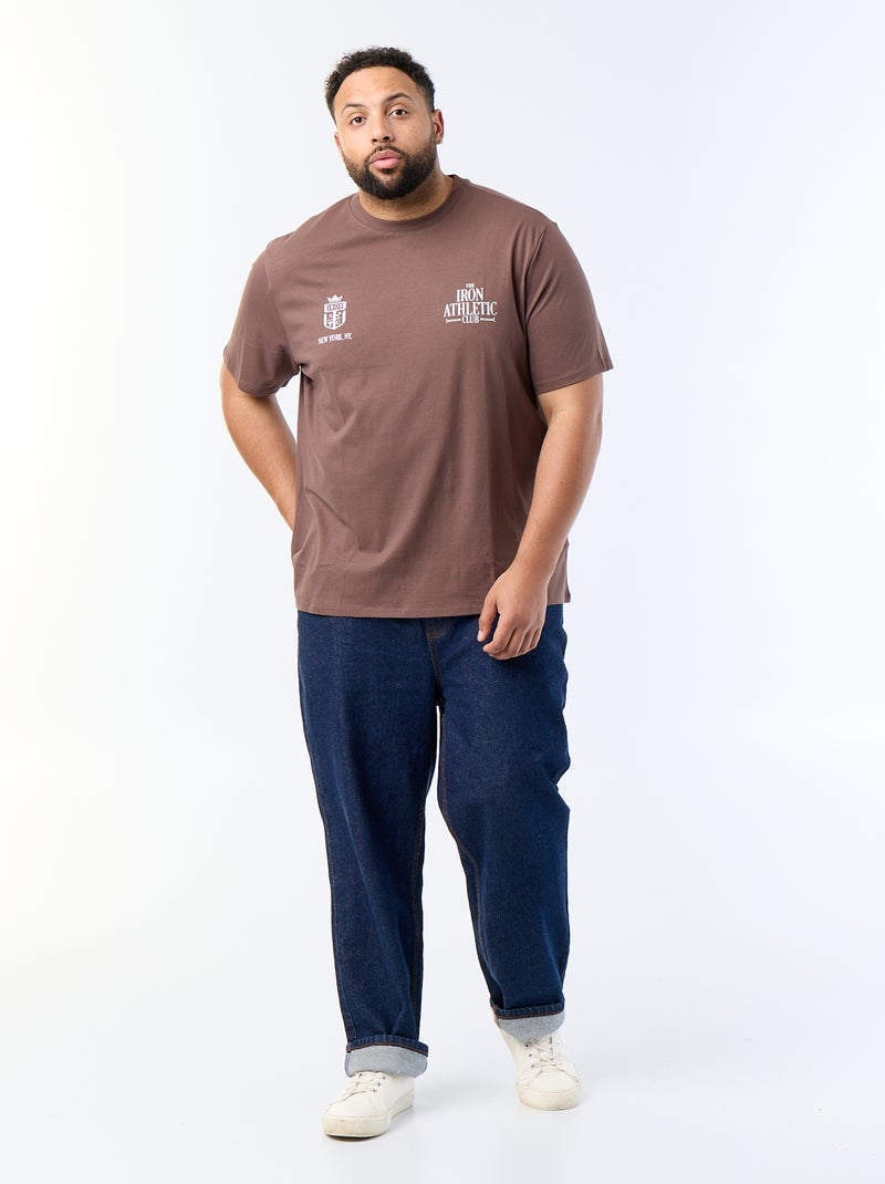 Camiseta estampada de manga corta Marron - Kiabi