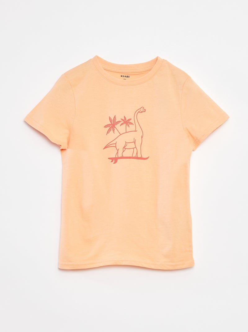 Camiseta estampada de manga corta Naranja - Kiabi