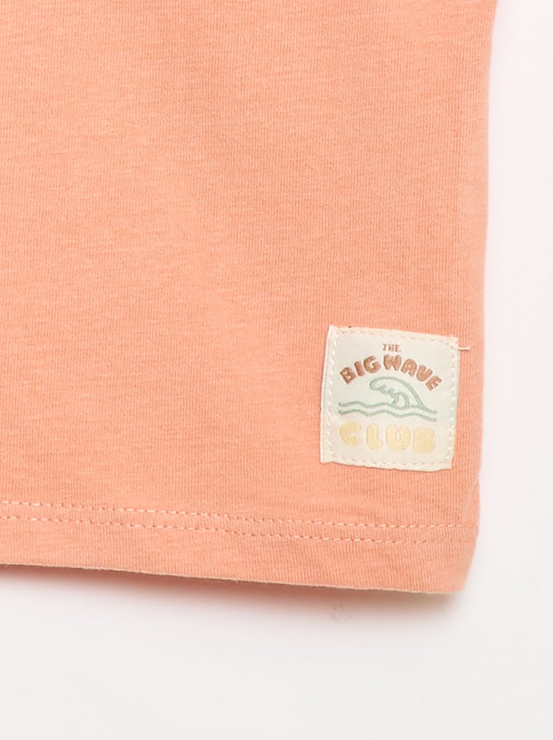 Camiseta estampada de manga corta Naranja - Kiabi