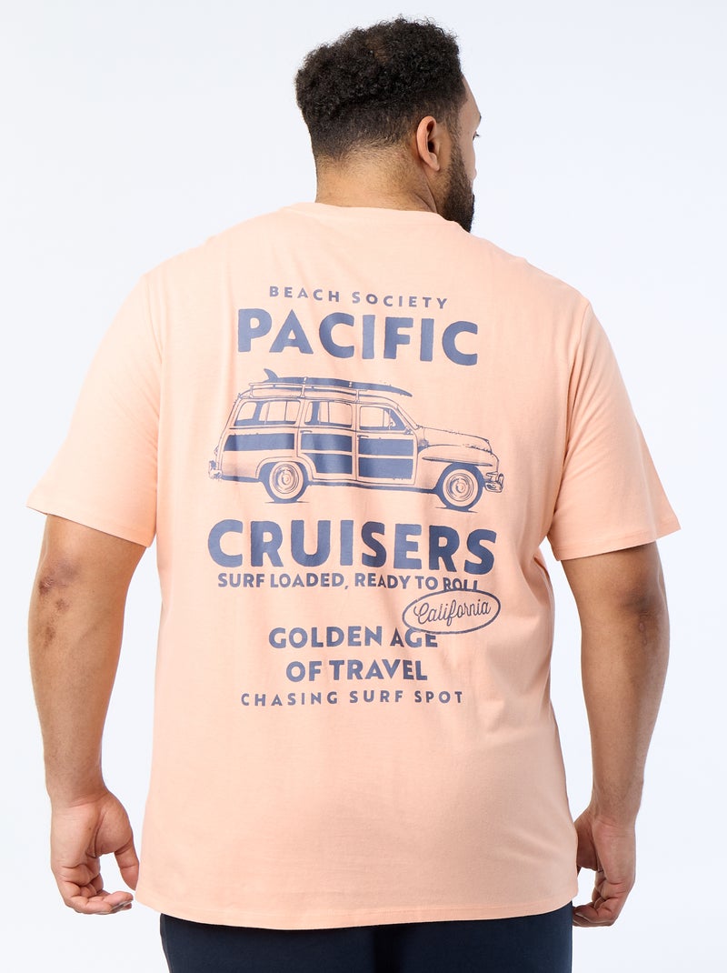 Camiseta estampada de manga corta Naranja - Kiabi