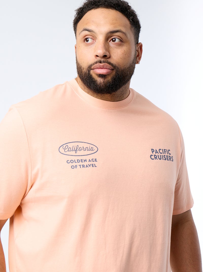 Camiseta estampada de manga corta Naranja - Kiabi