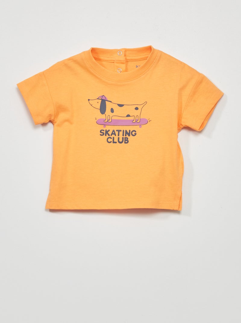 Camiseta estampada de manga corta NARANJA - Kiabi