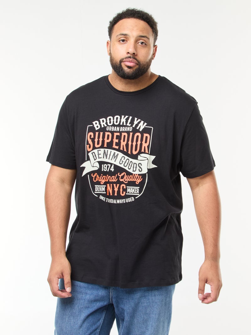 Camiseta estampada de manga corta Negro - Kiabi