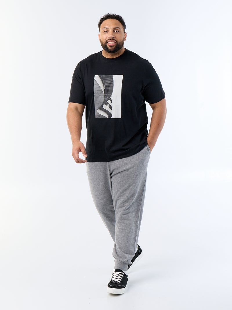 Camiseta estampada de manga corta Negro - Kiabi