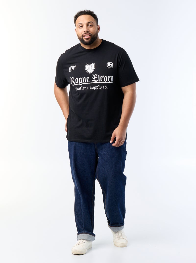 Camiseta estampada de manga corta Negro - Kiabi