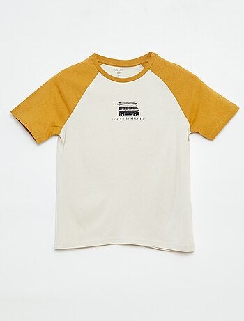 Camiseta estampada de manga corta raglán