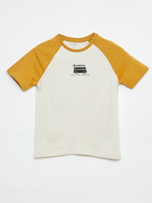 Camiseta estampada de manga corta raglán - Kiabi